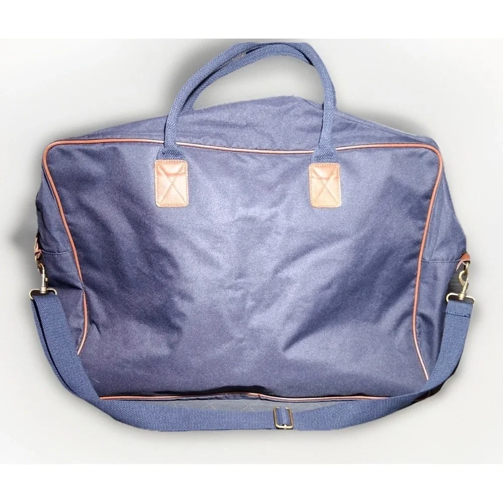Ralph Lauren Fragrances Navy Blue Canvas Duffel Bag Green Stripe Weekender Pony